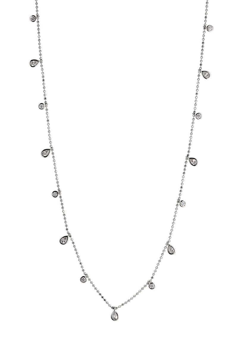 Daylight Shaky Cubic Zirconia Necklace, Main, color, RHODIUM