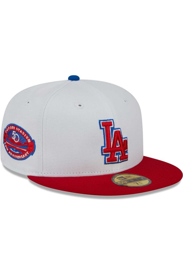 Men's New Era White/Red Los Angeles Dodgers Undervisor 59FIFTY Fitted Hat, Main, color, White