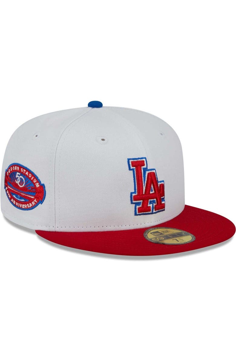 New Era Men's New Era White/Red Los Angeles Dodgers Undervisor 59FIFTY Fitted Hat, Main, color, White