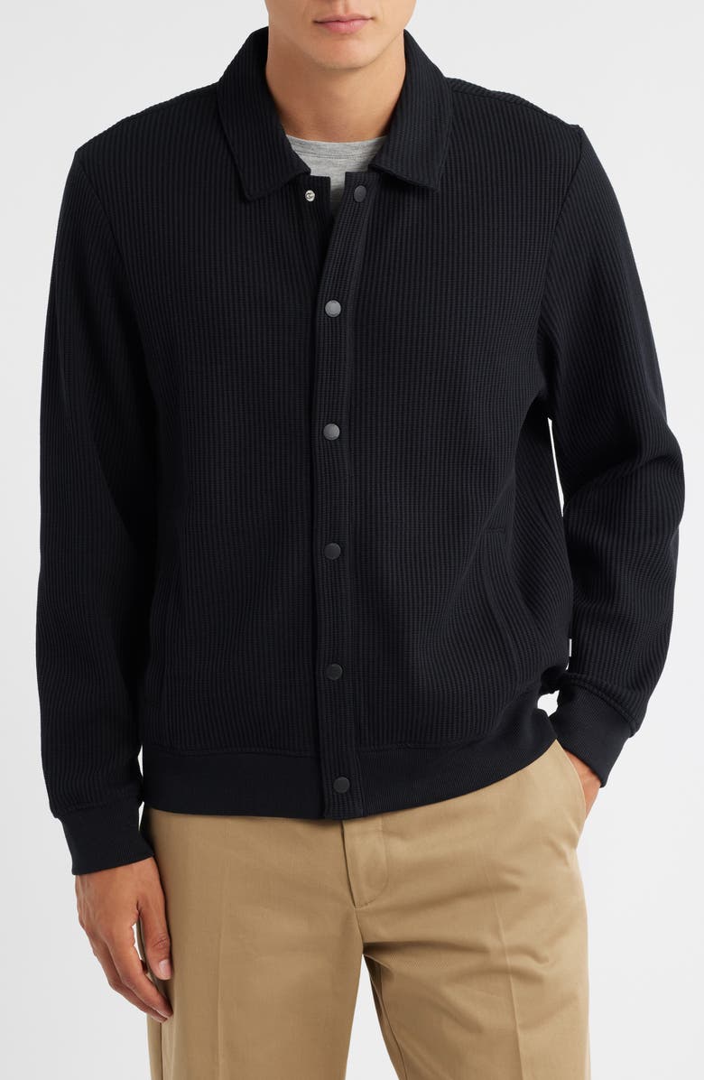 Wax London Hays Jersey Snap-Up Overshirt, Alternate, color, Black