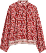 Madewell Paisley Shirred Popover Top