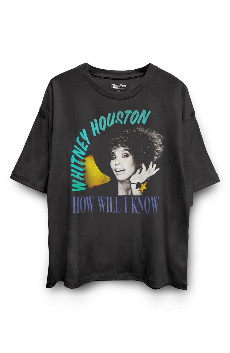 Junk Food Whitney Houston How Will I Know Graphic T-Shirt, Alternate, color, Vintage Black