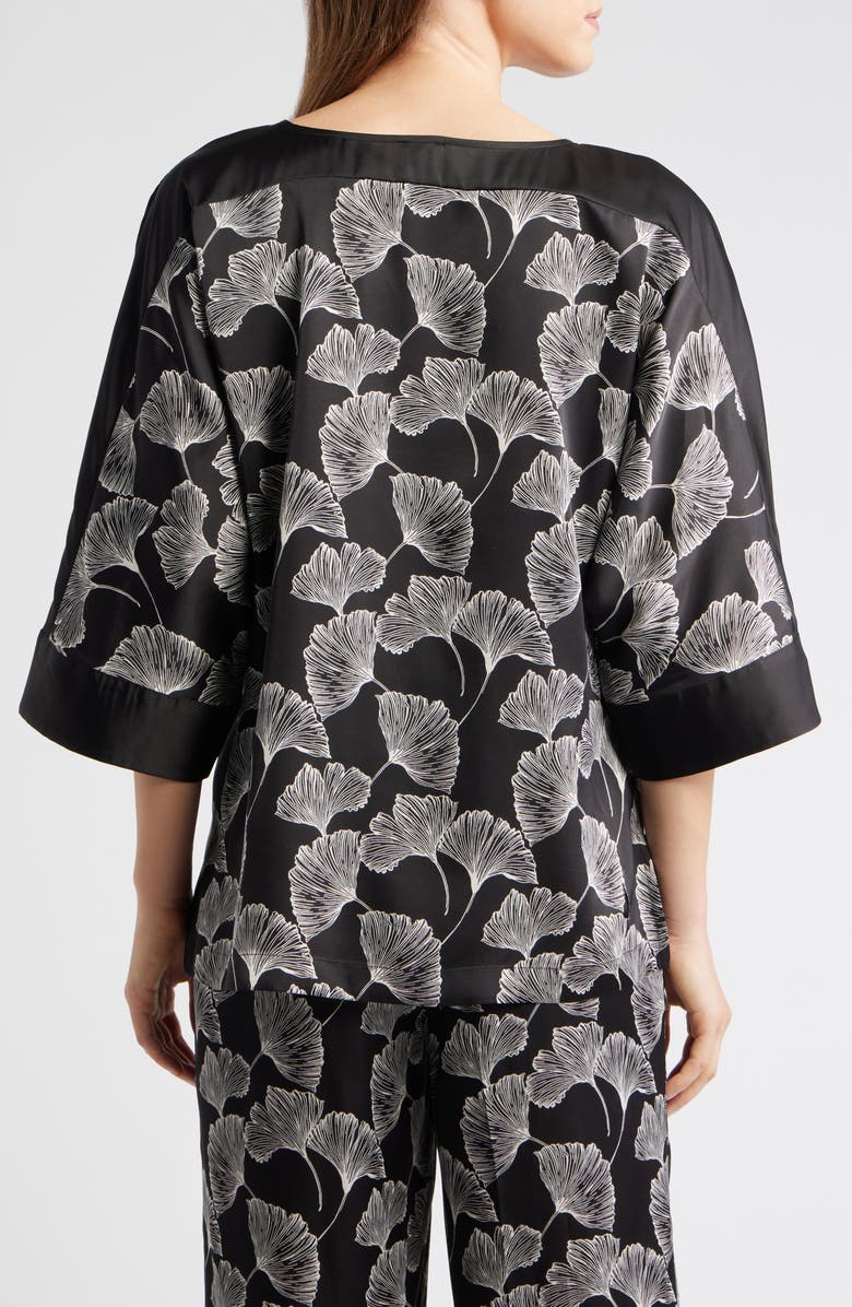 Anne Klein Floral Print Woven Shirt, Alternate, color, Black/ White/ Ivory