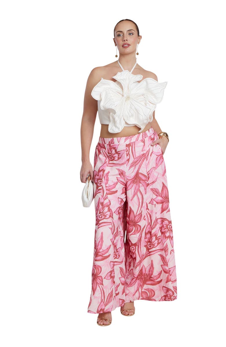 ELOQUII Patbo X Eloquii Wide-Leg Godet Pants, Alternate, color, Saffron Blooms