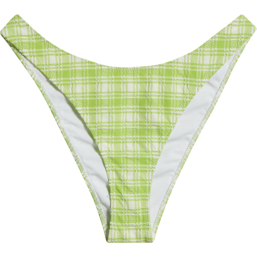 PACSUN PACSUN FIONA PLAID HIGH LEG SCOOP BIKINI BOTTOMS