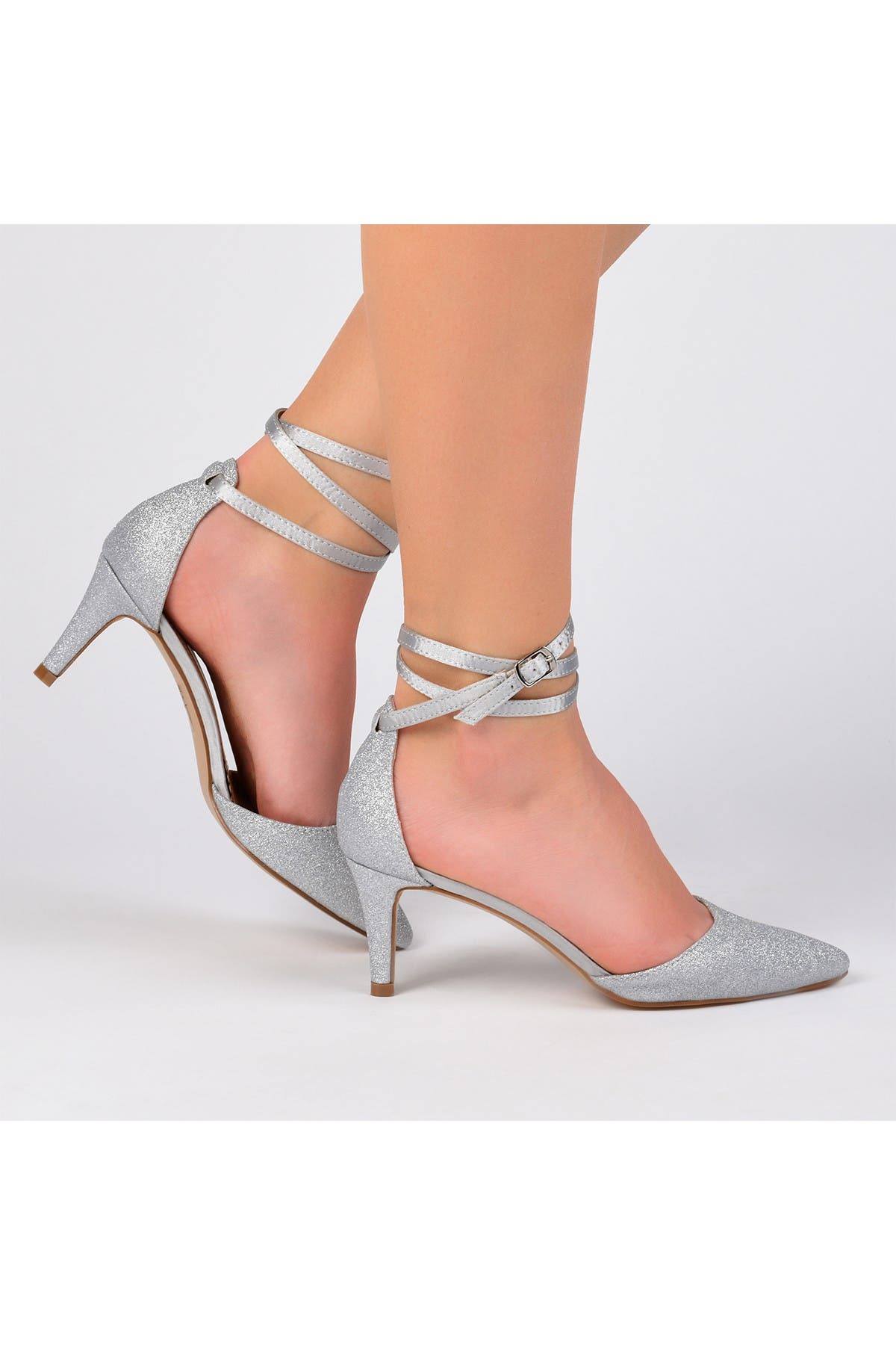 Luela Glitter Ankle Strap Pump, Alternate, color, SILVER