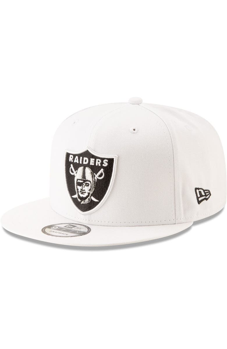 New Era Men's New Era White Las Vegas Raiders Basic 9FIFTY Adjustable Snapback Hat, Main, color, 