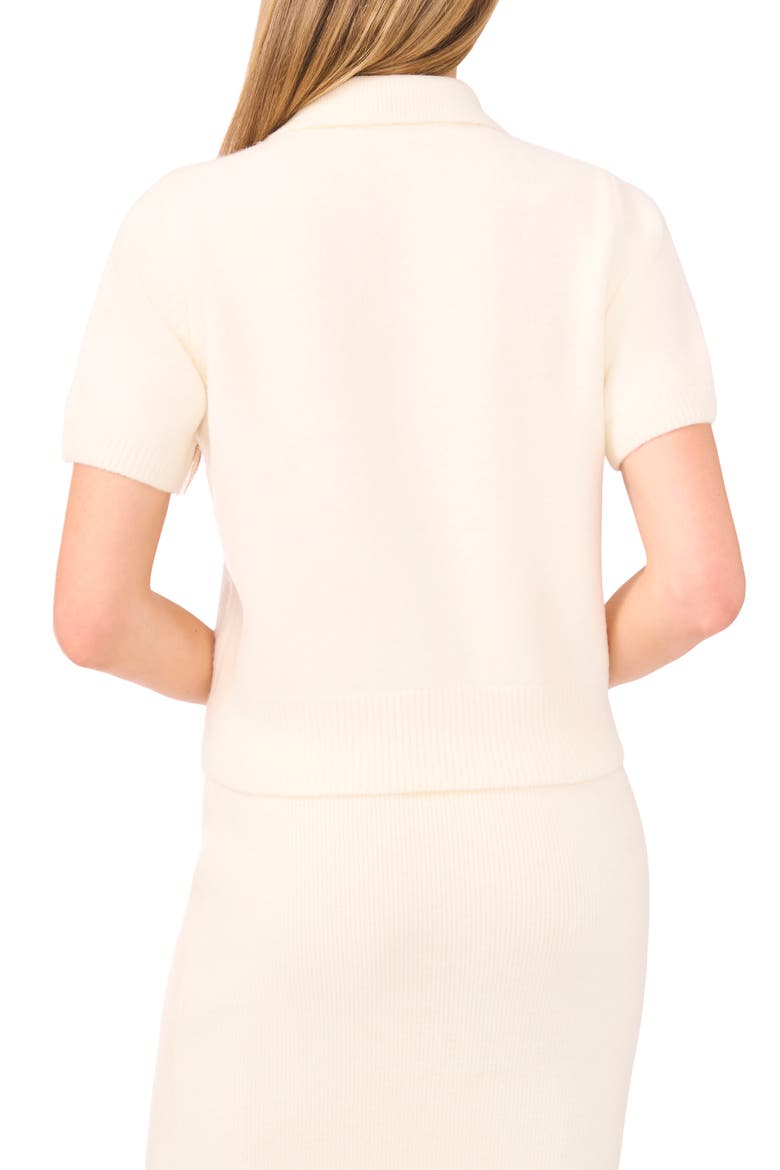 Short Sleeve Polo Sweater, Alternate, color, WARM WHITE