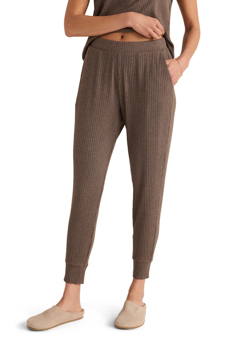Haven Well Within Drapey Rib Knit Joggers, Main, color, Walnut Hthr