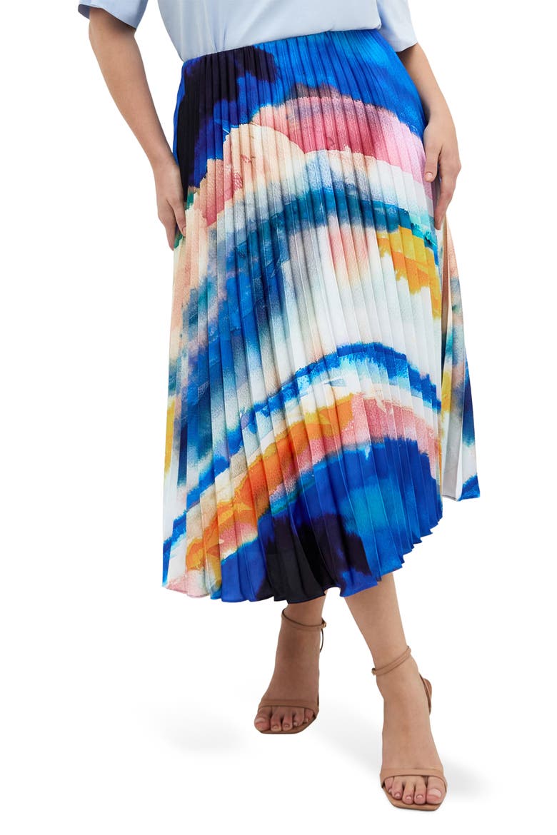Celina Print Pleated Midi Skirt, Main, color, FACET