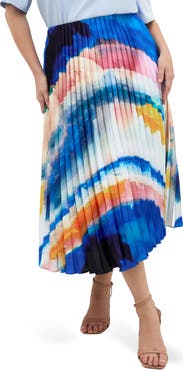 City Chic Celina Print Pleated Midi Skirt