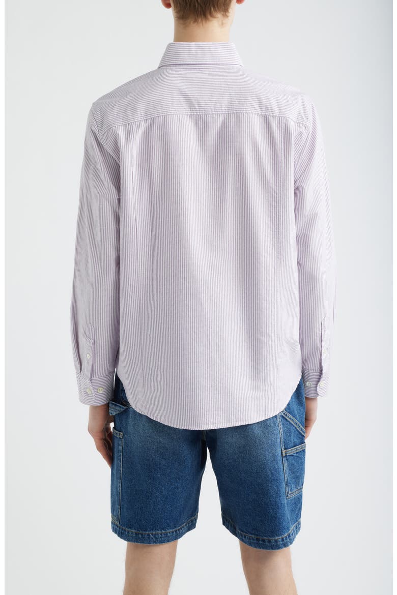 Stripe Cotton Button-Down Oxford Shirt, Alternate, color, PURPLE