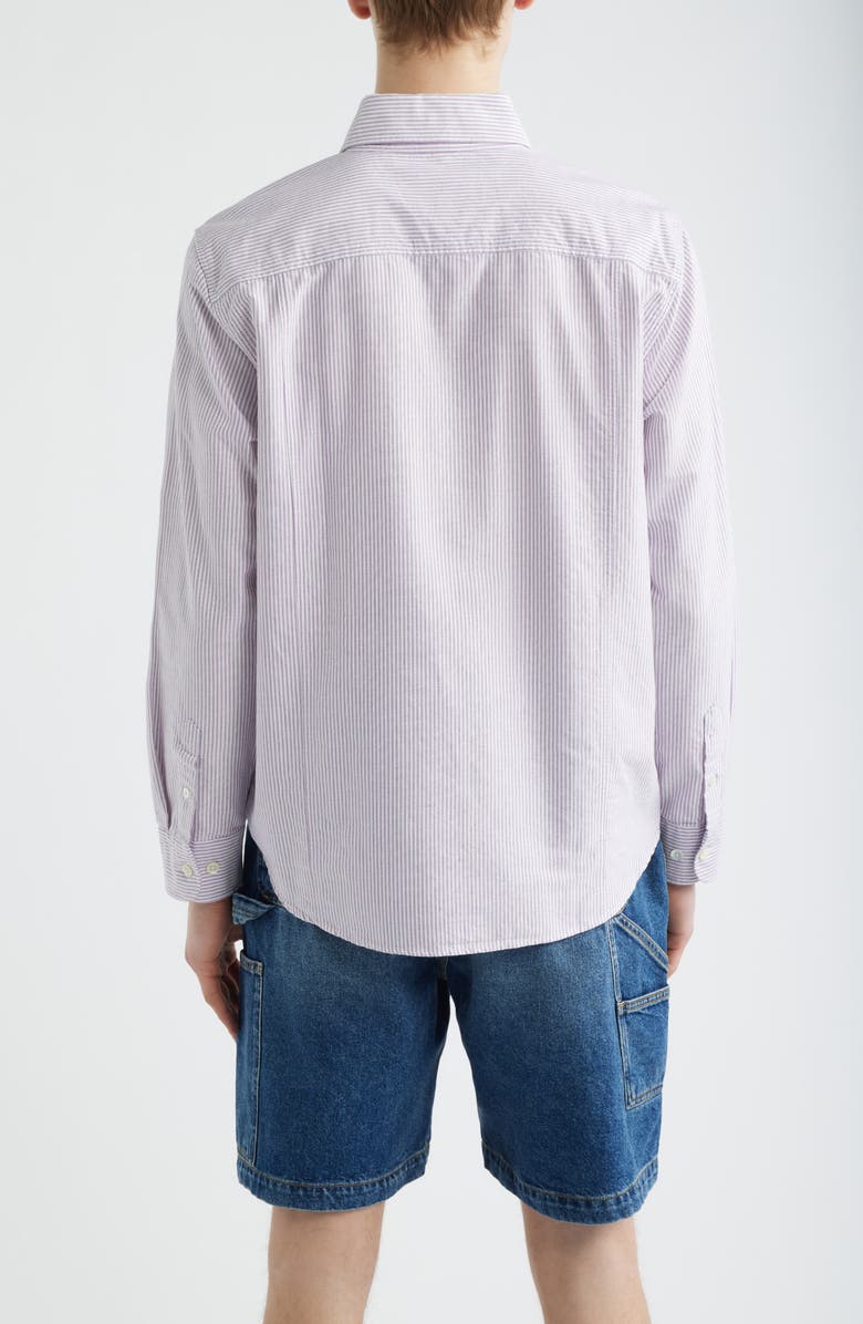 Corridor Stripe Cotton Button-Down Oxford Shirt, Alternate, color, Purple
