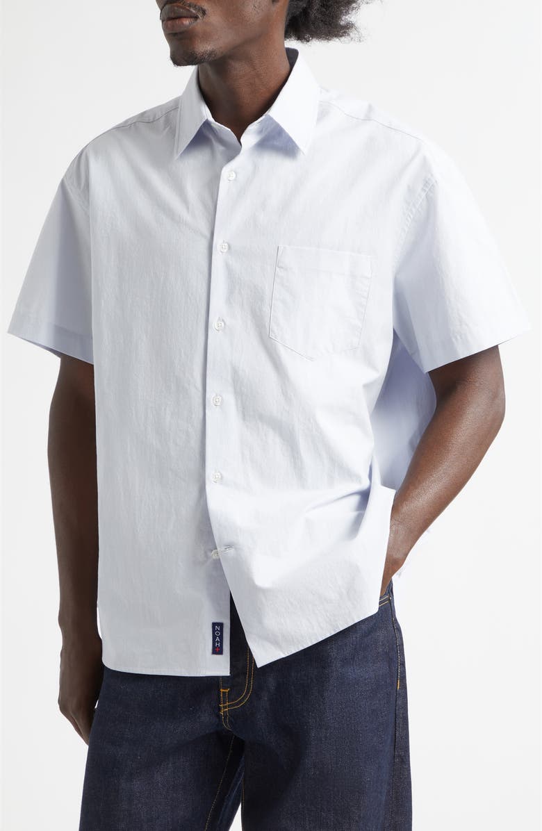 Noah Oversize Short Sleeve Cotton Poplin Button-Up Shirt, Alternate, color, Periwinkle