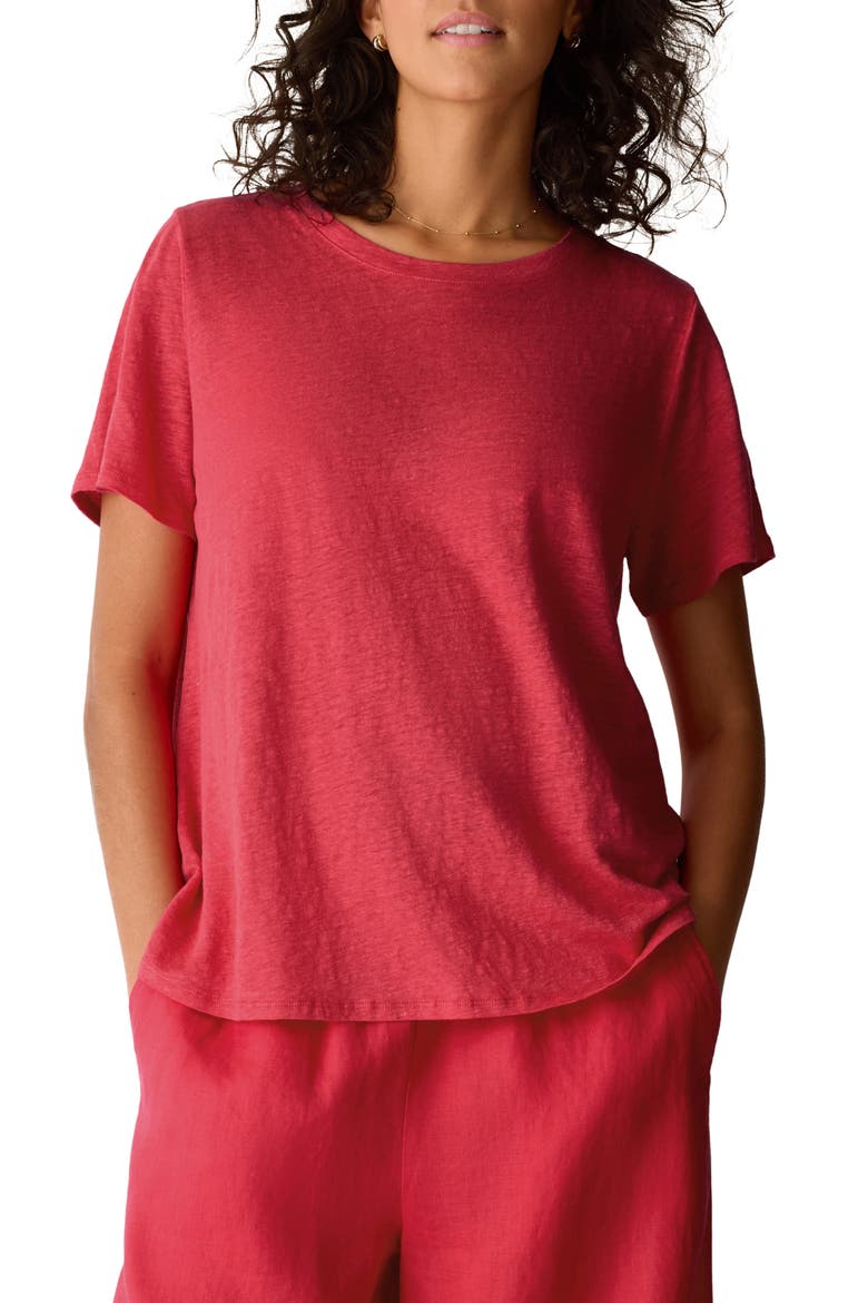 Organic Linen Crewneck T-Shirt, Main, color, GRNDN