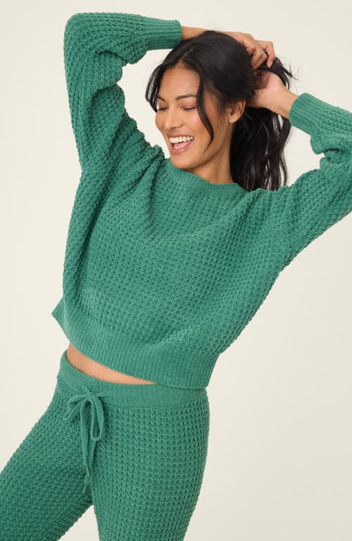 Pj Salvage Chenille Waffle Knit Lounge Sweater In Green