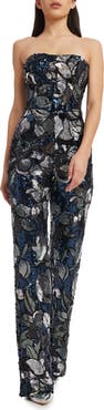 Dress the Population Andy Sequin Strapless Jumpsuit