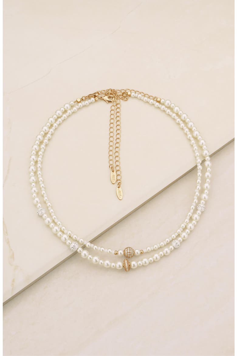 Set of 2 Imitation Pearl Necklaces, Alternate, color, GOLD