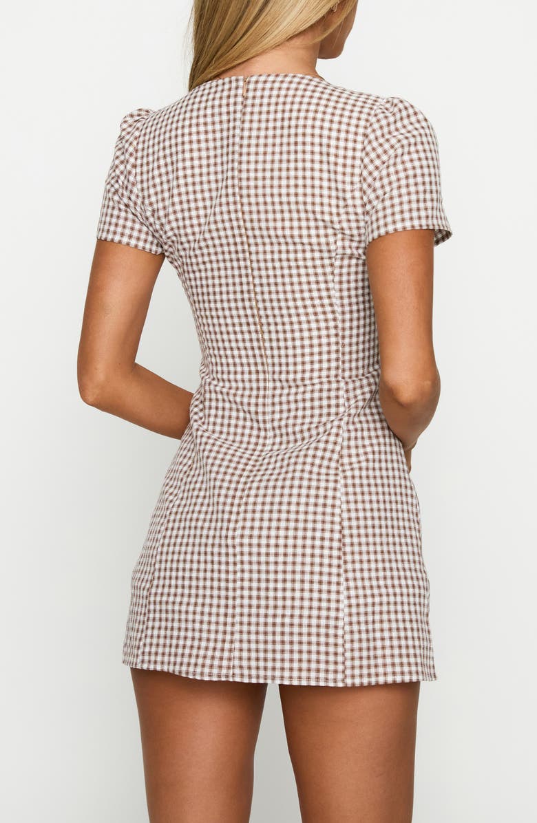 Princess Polly Loveliness Check Skirted Romper, Alternate, color, Brown Check