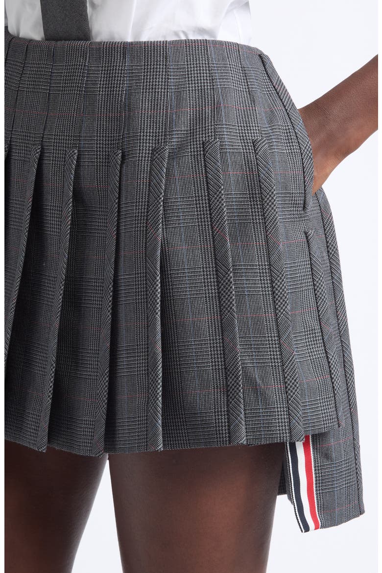 Plaid Low Rise Pleated Miniskirt, Alternate, color, DARK GREY