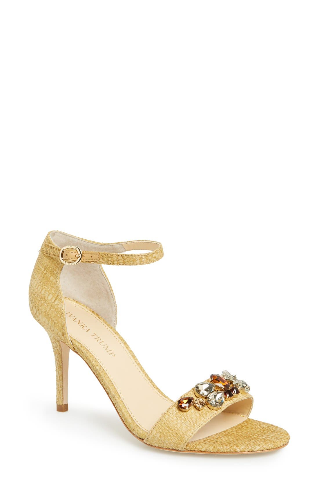 'Gessa' Crystal Embellished Print Sandal, Main, color, NATURAL