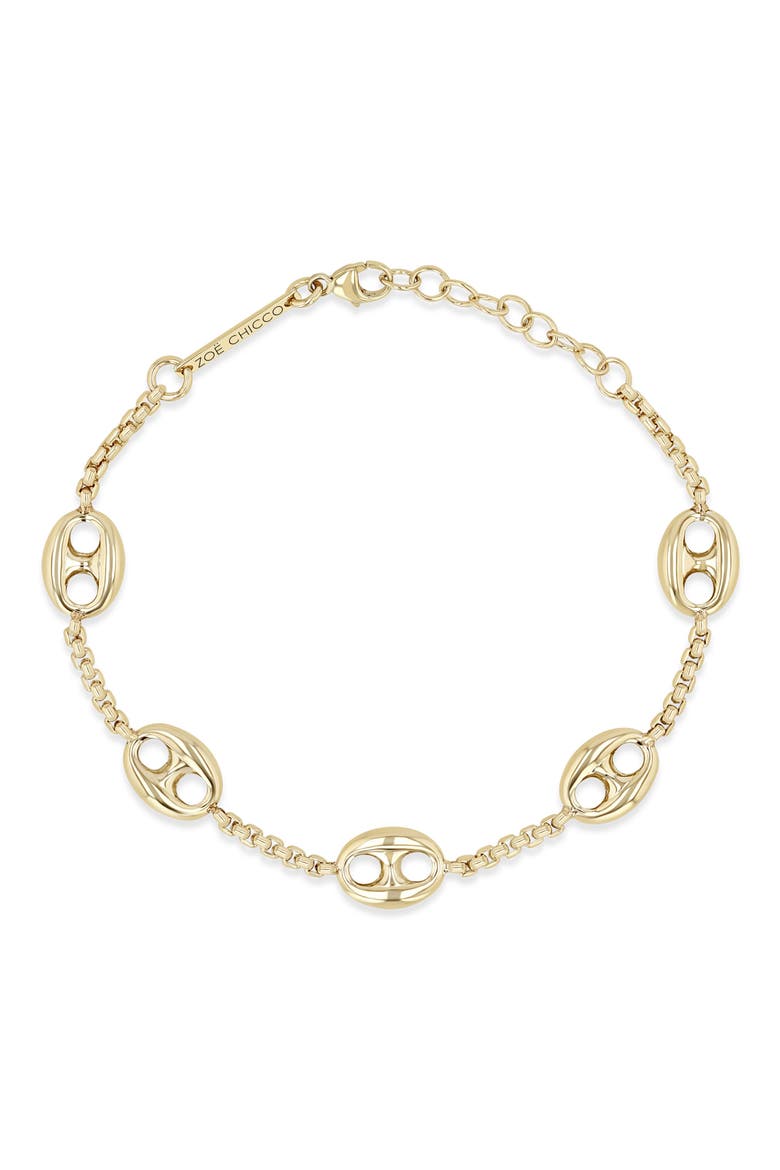 14K Gold Mariner Station Bracelet, Alternate, color, 14K YELLOW GOLD