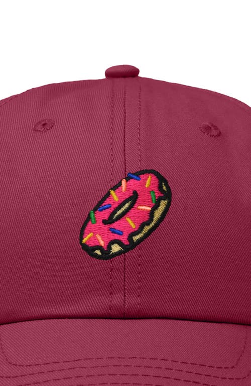 Dalix Donut Embroidered Adjustable Cap In Maroon