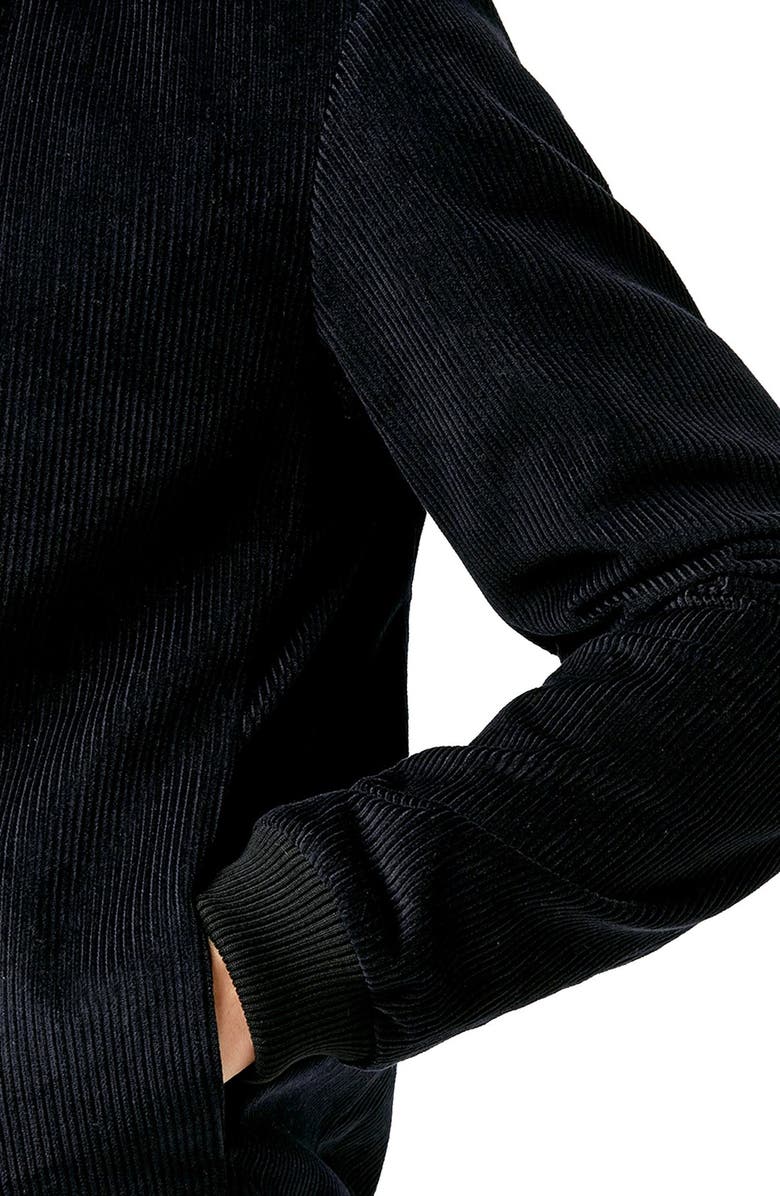 Topman Tailored Black Corduroy Bomber Jacket, Alternate, color, 