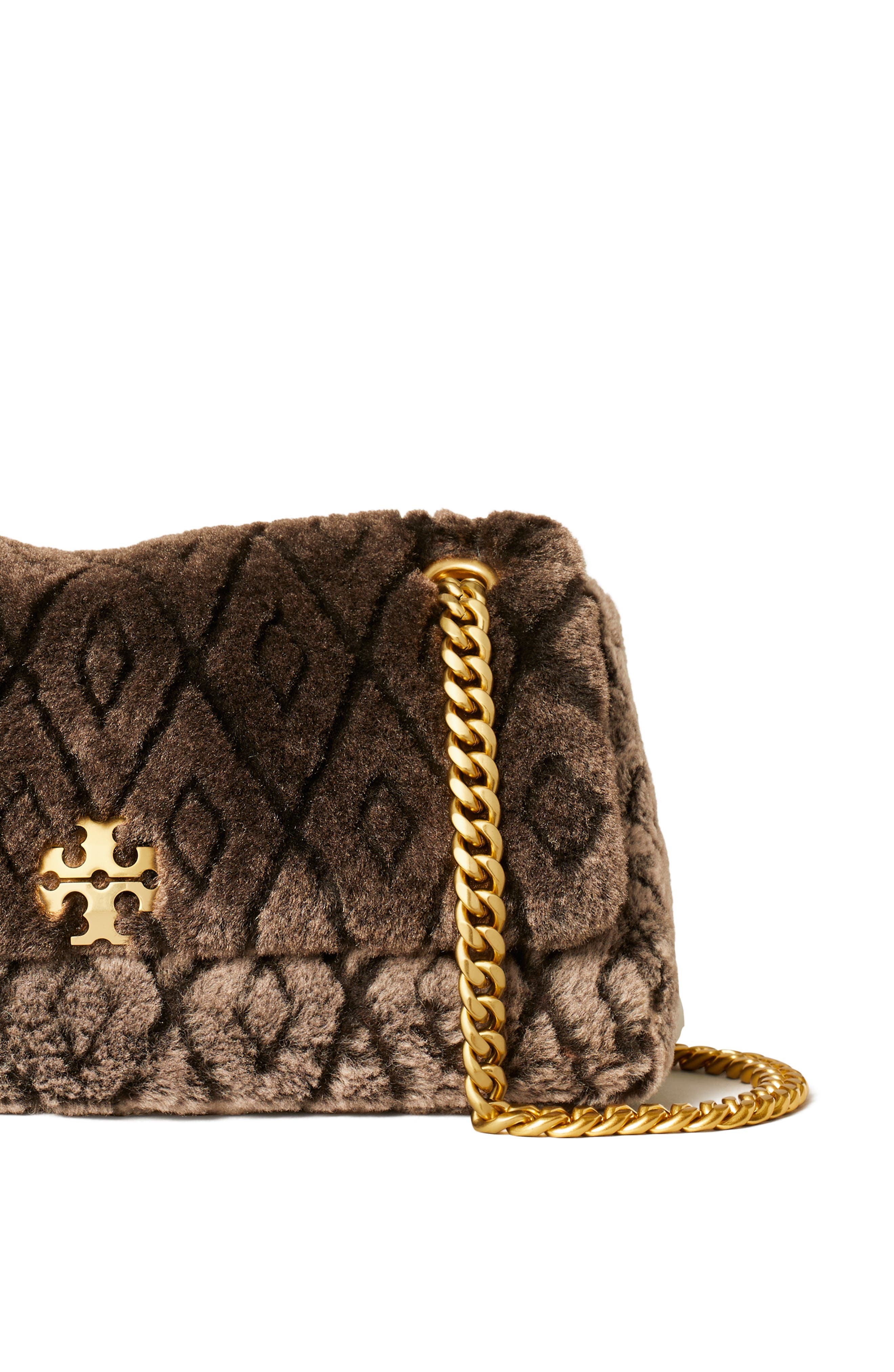 Small Charlie Quilted Genuine Shearling Shoulder Bag, Main, color, COCOA