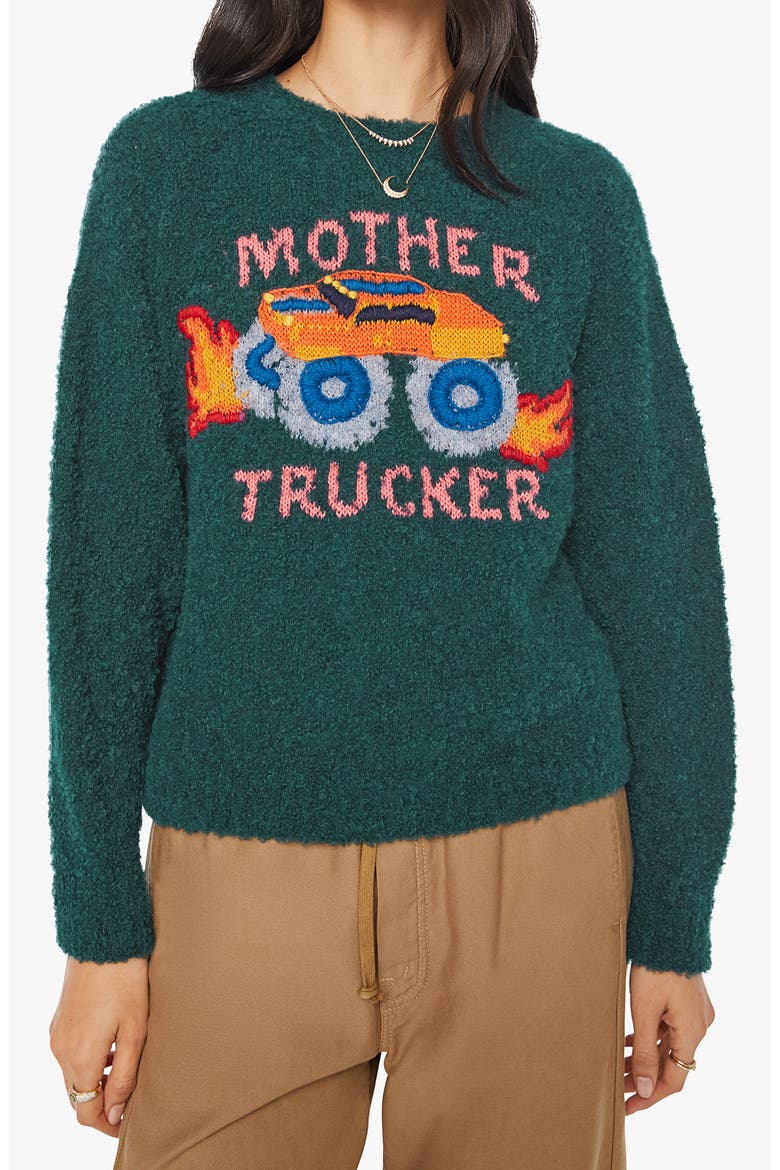 Trucker Alpaca Blend Graphic Crewneck Sweater, Main, color, ROUGH ROADS