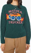 MOTHER Trucker Alpaca Blend Graphic Crewneck Sweater