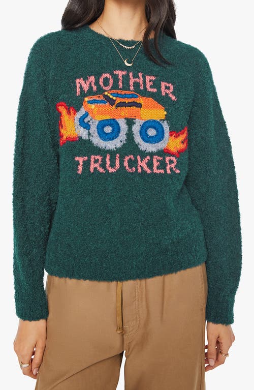 Mother Trucker Alpaca Blend Graphic Crewneck Sweater In Green