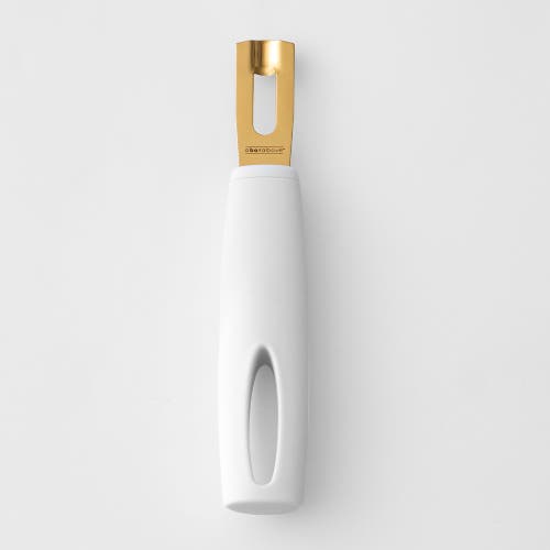 A Bar Above Gold Channel Knife, White Handle In White