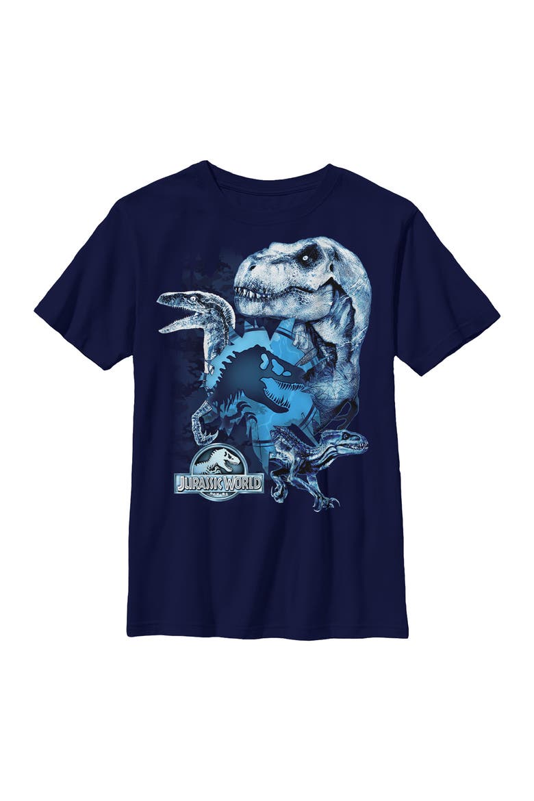 Boy's Jurassic World Fallen Kingdom Dinosaur Frost  Graphic T-Shirt, Main, color, Navy Blue