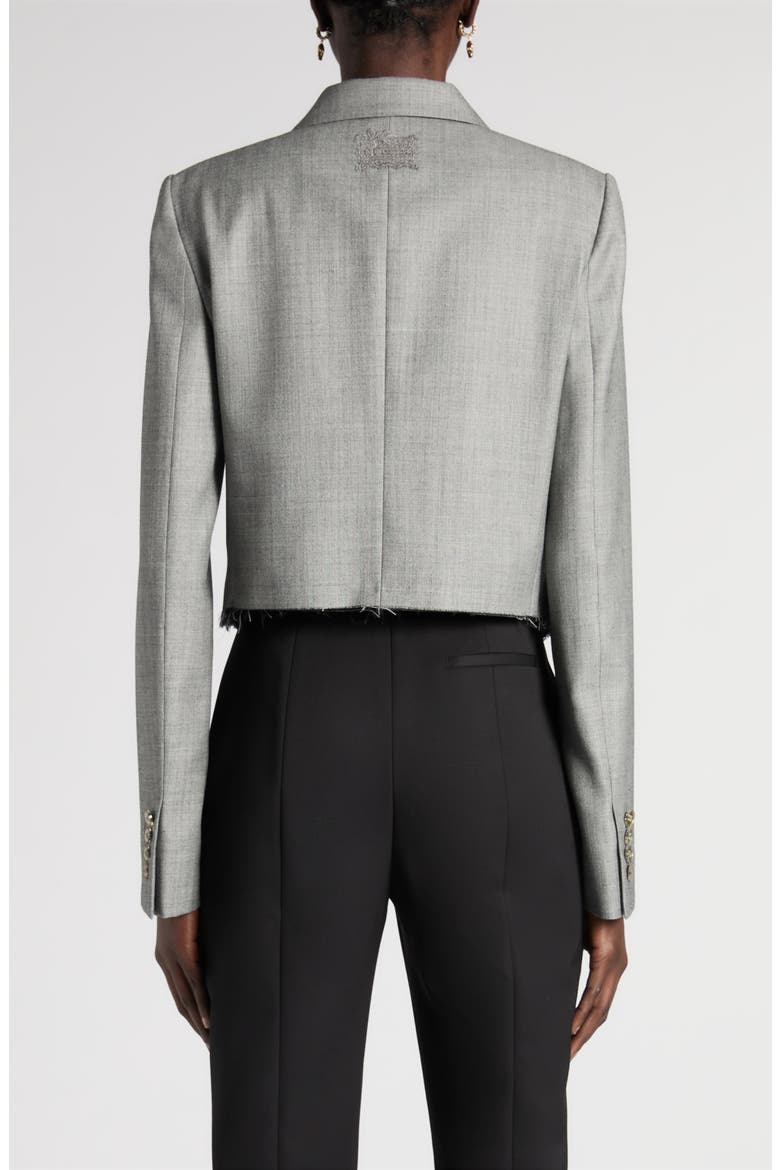 Crop Double Breasted Wool Blazer, Alternate, color, BLACK/IVORY