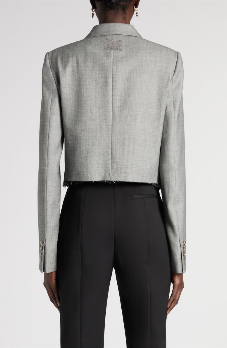 McQueen Crop Double Breasted Wool Blazer, Alternate, color, Black/Ivory