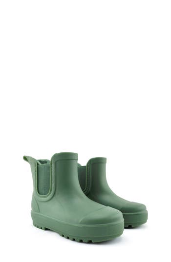 Bearpaw Kids' Shortie Rain Boot With Faux Fur Lining In Green