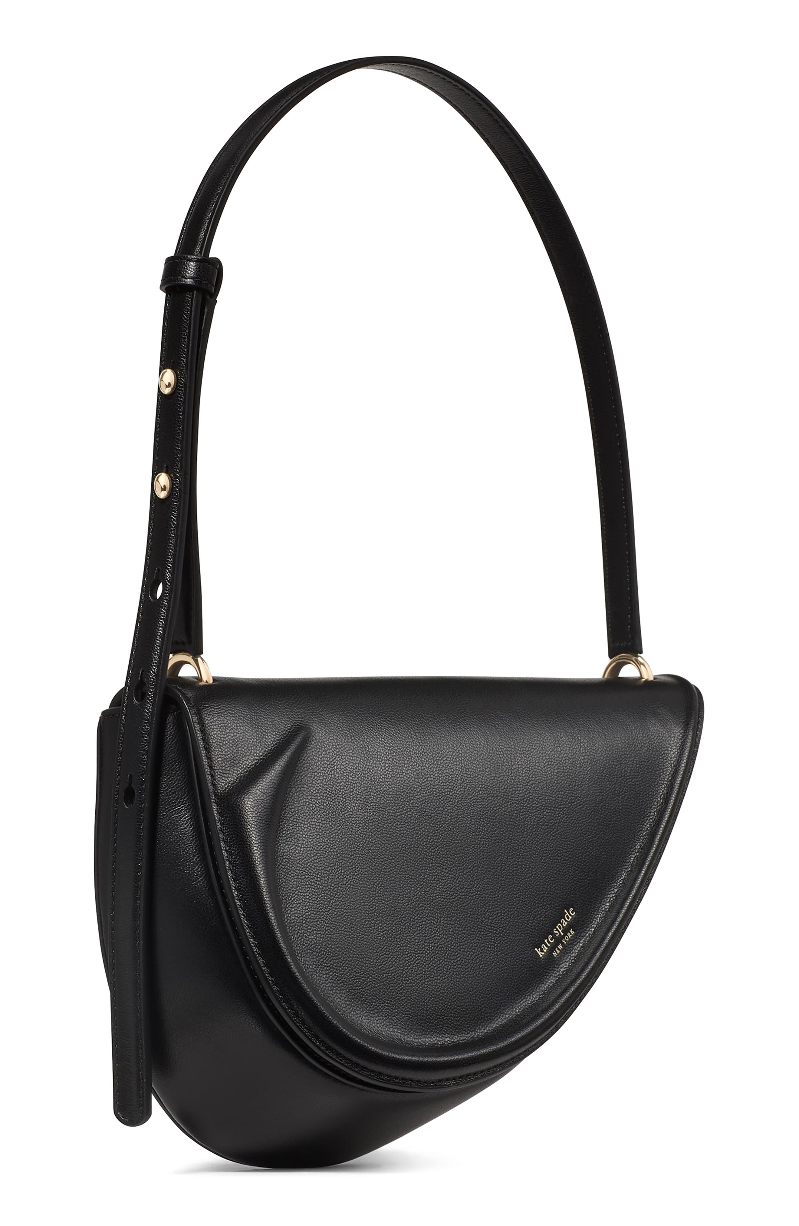 Kate Spade New York the spade fine grain leather shoulder bag, Alternate, color, Black