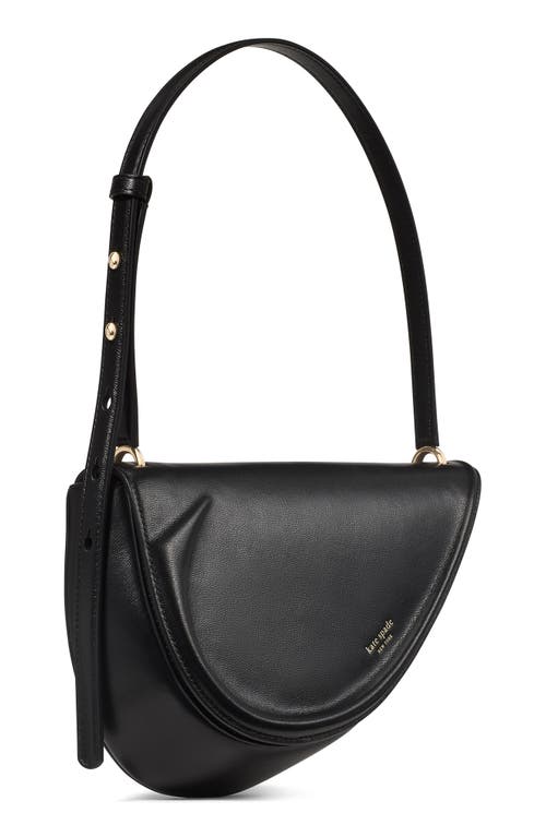 Kate Spade New York The Spade Fine Grain Leather Shoulder Bag In Black