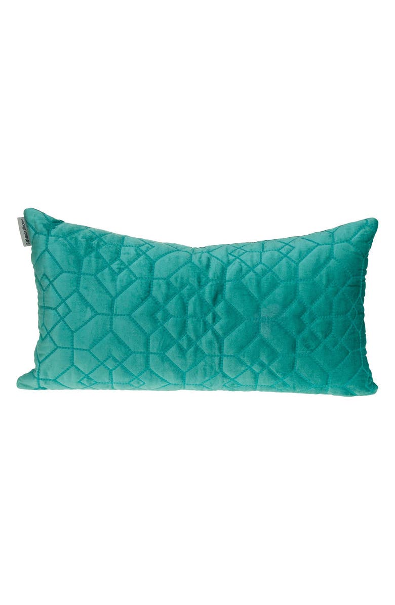 PARKLAND COLLECTION Tufted Velvet Oblong Throw Pillow, Main, color, Aqua
