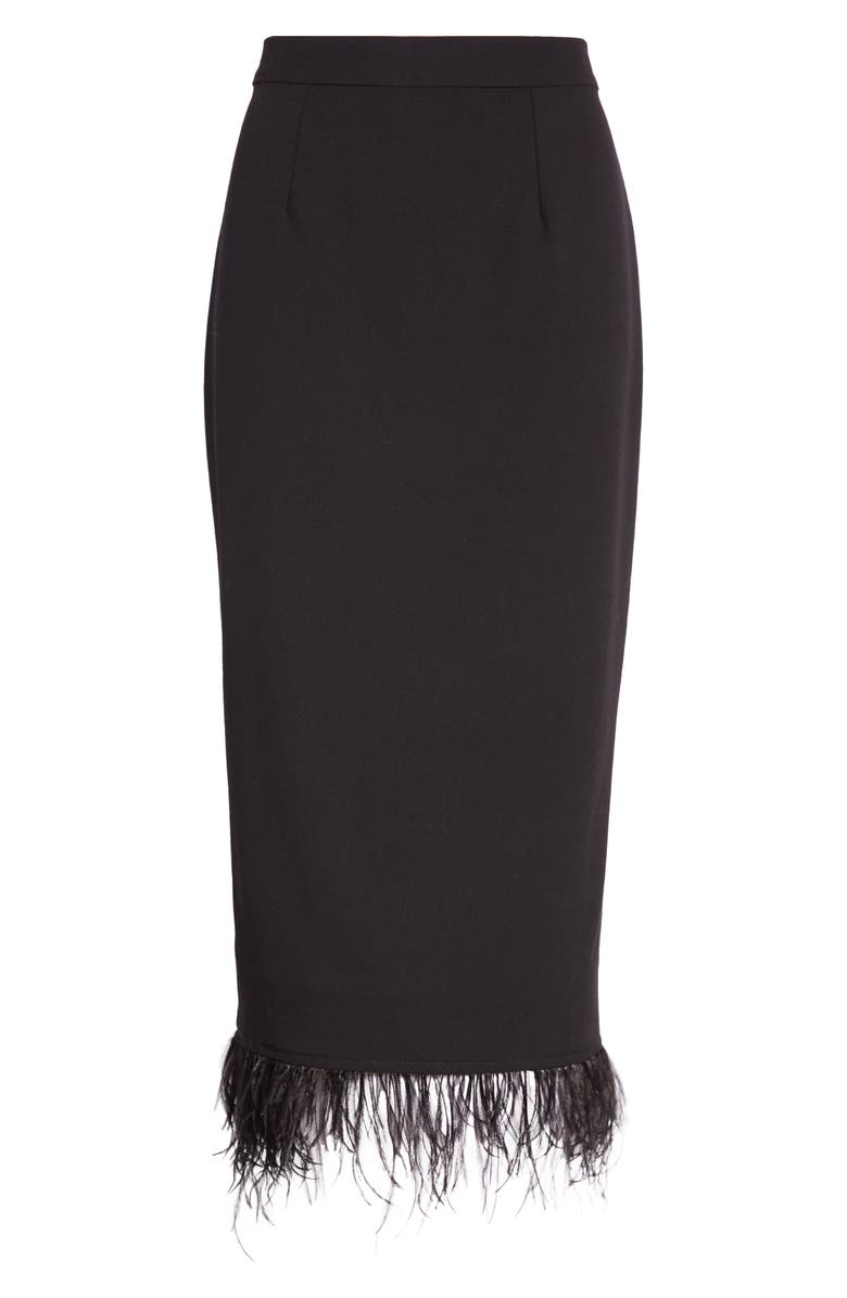 WAYF Kismet Feather Trim Midi Skirt, Alternate, color, 