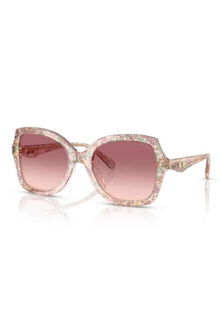 56mm Gradient Butterfly Sunglasses, Alternate, color, FLORAL FIELD / PURPLE PINK