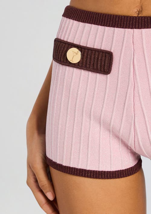 Retroféte Edith Ribbed High-waisted Shorts In Mtlc Earl Rose/pecan