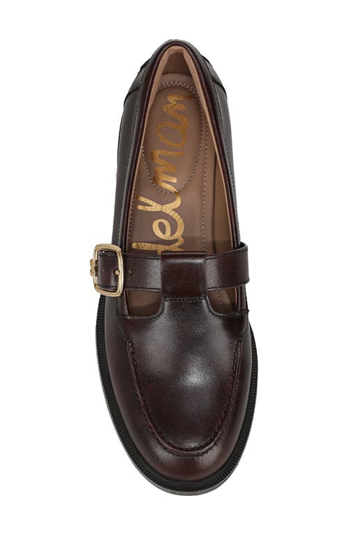 Sam Edelman Elaina T-strap Buckle Loafer Dark Brown Leather In Brown