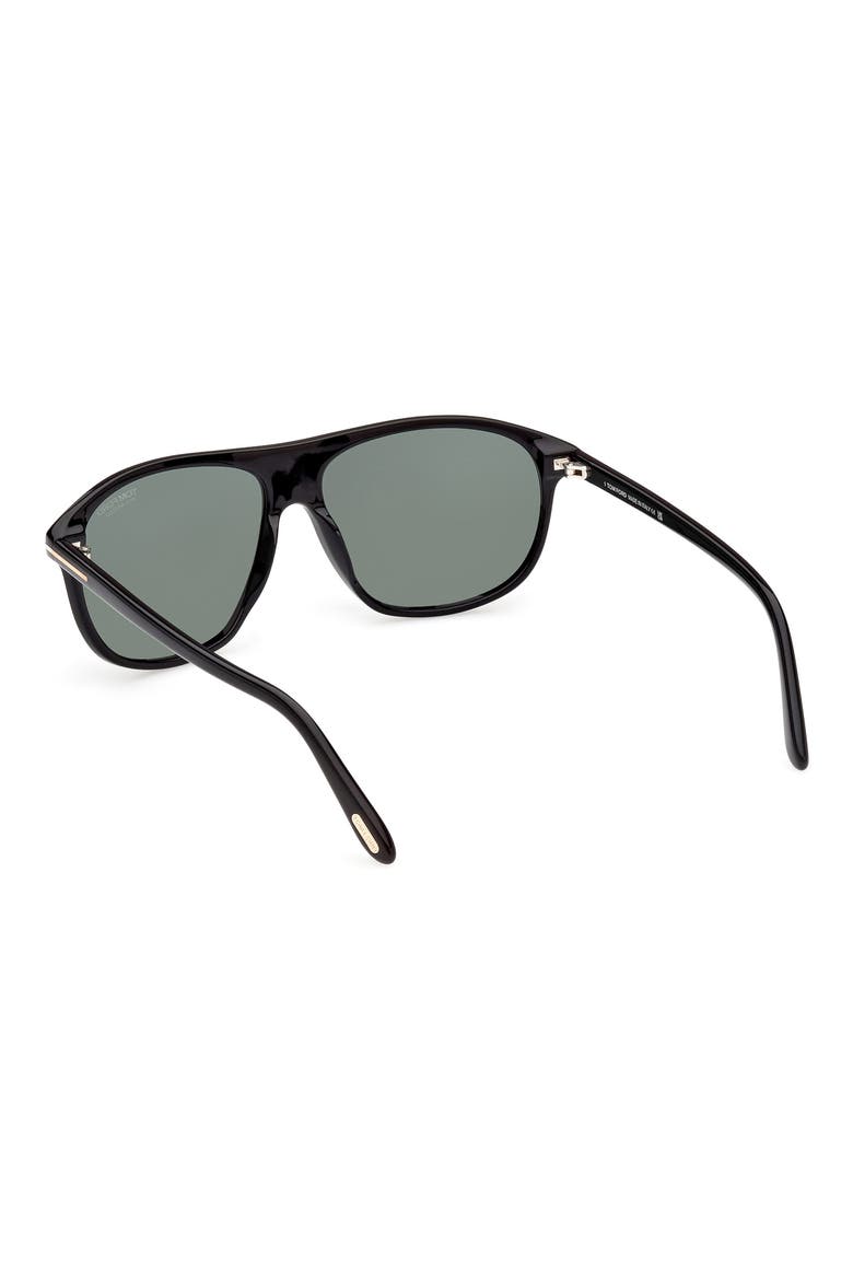 Prescott 60mm Square Polarized Sunglasses, Alternate, color, SHINY BLACK/ LOGO/ GREEN