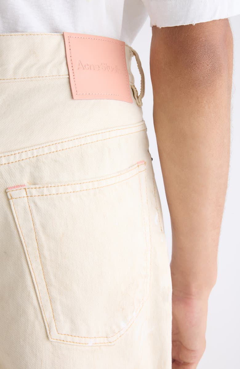 Acne Studios Judda Trafalgar Paint Splattered Denim Bermuda Shorts, Alternate, color, White