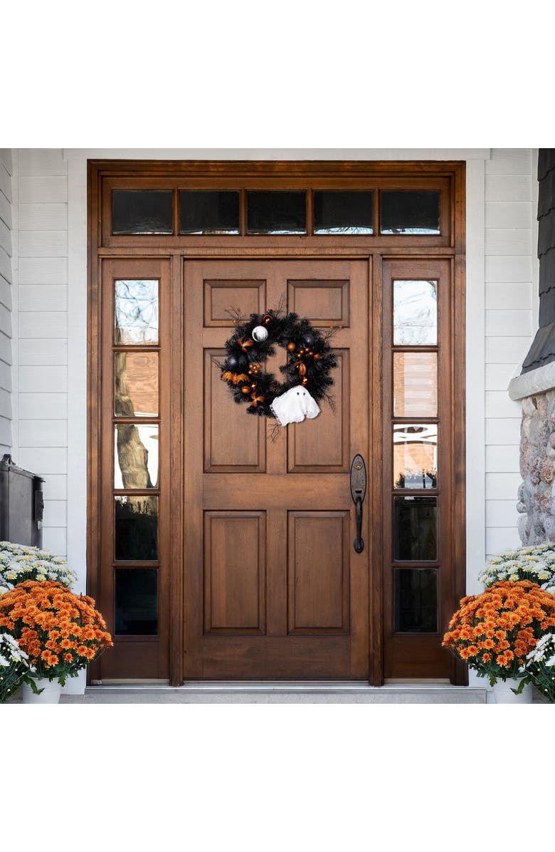 Northlight Ghost and Ornaments Artificial Halloween Wreath - 24" - Unlit, Alternate, color, 