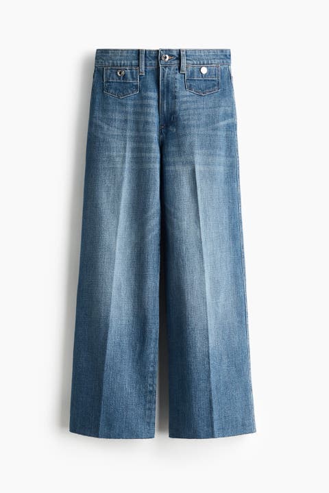 Wide High Waist Ankle Jeans