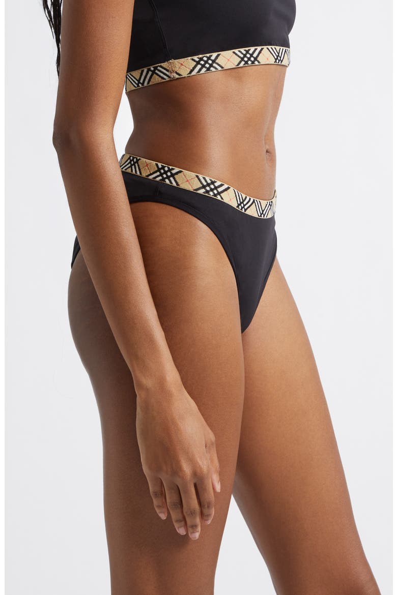 Check Trim Bikini Top, Alternate, color, BLACK