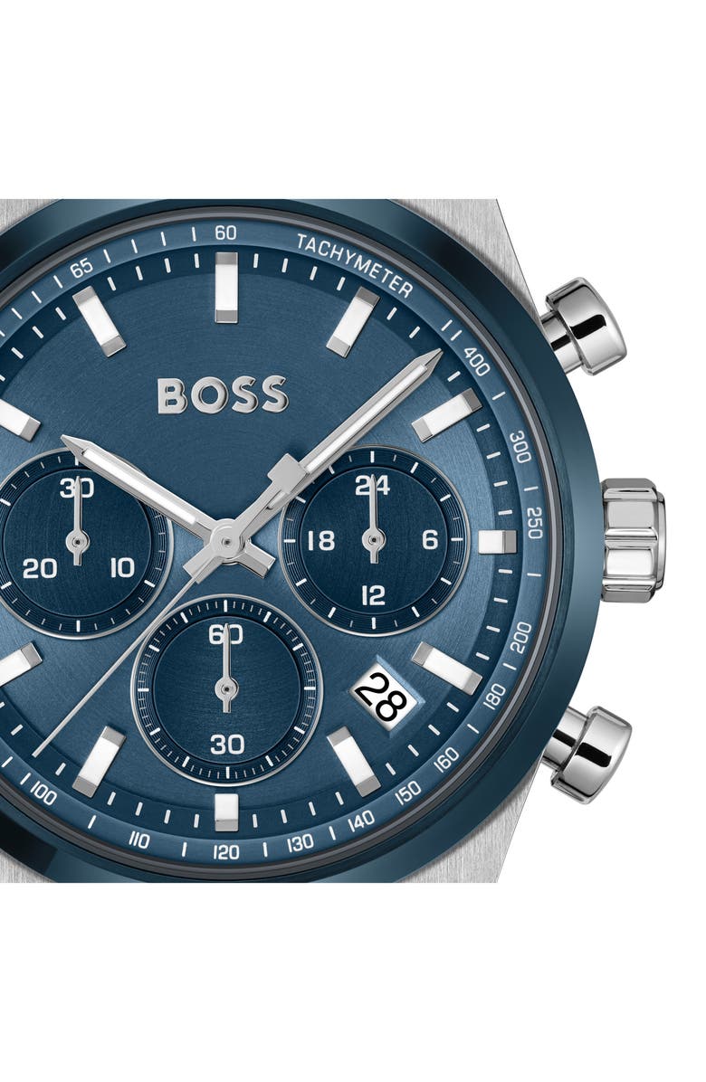 BOSS Candor Chronograph Silicone Strap Watch, 41mm, Alternate, color, Blue